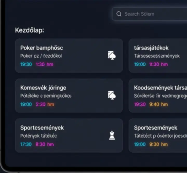 Digitális menetrend felület Play Quest Zone stílusban