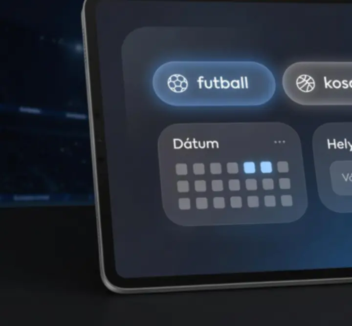 Sportesemény szűrők megjelenítése tableten